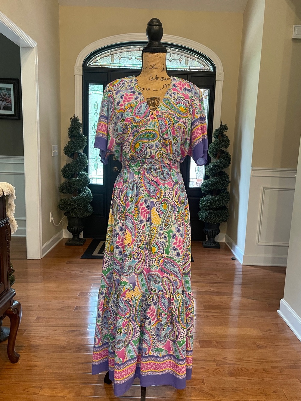 Cato Women's Multicolor Colorful Paisley Flowy Spring Summer Maxi Dress Small